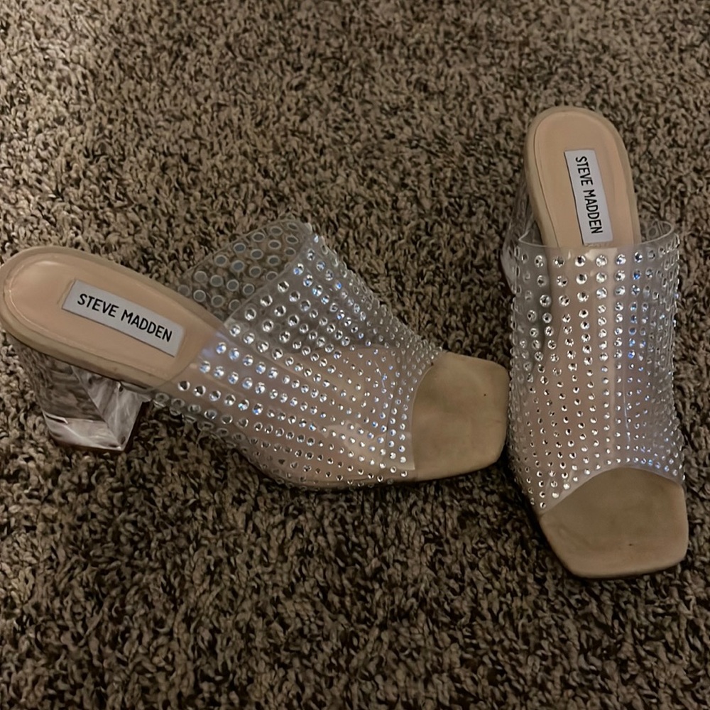 Clear, sparkly Steve Madden heels!! Size 8